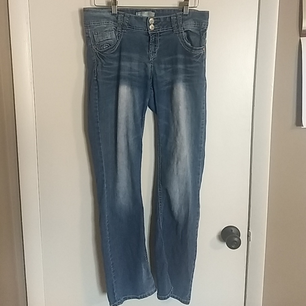 Straight leg light denim jeans